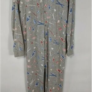 Cozy Gray Pajama Onesie with Winter Design
